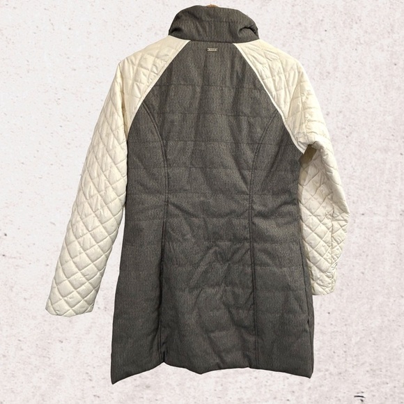 Prana White and Gray Puffer Jacket with Quilted Sleeves - Picture 2 of 4